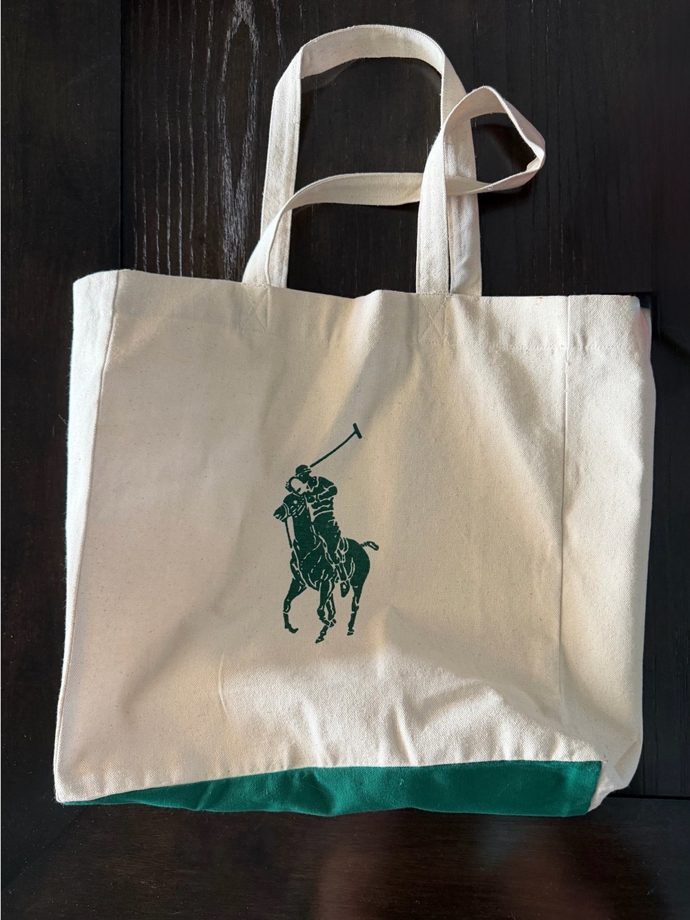 Polo Ralph Lauren Big Pony Canvas Shopper Tote – Cream/Green – NWOT